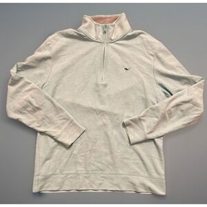 Vineyard Vines LS 1/4 Quarter Zip Pullover Pima Cotton Teal Logo Medium JBHS